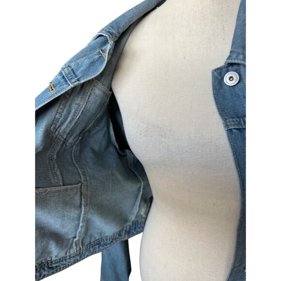 Boom Boom Jeans Denim Jacket Sequin Pineapple & Cactus Patches on Front Size XL - Picture 5 of 7